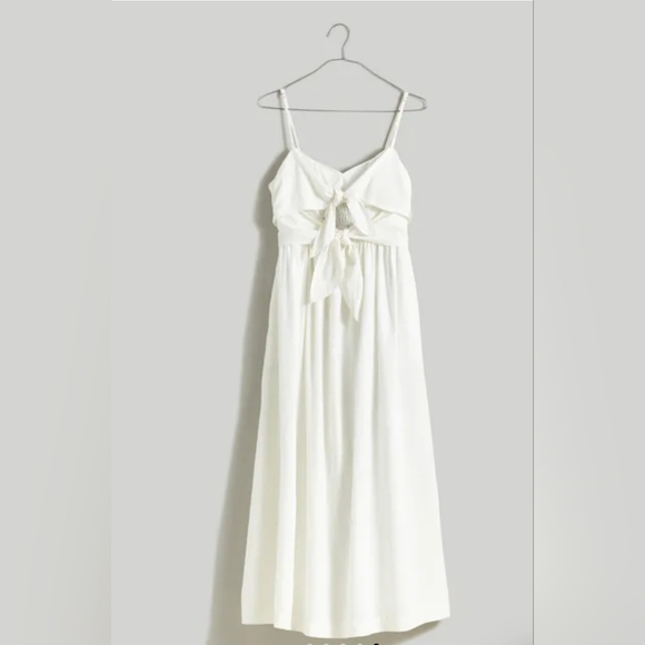 Madewell Double-Tie Cutout Sweetheart Midi Dress white 4 $168 - Picture 5 of 9